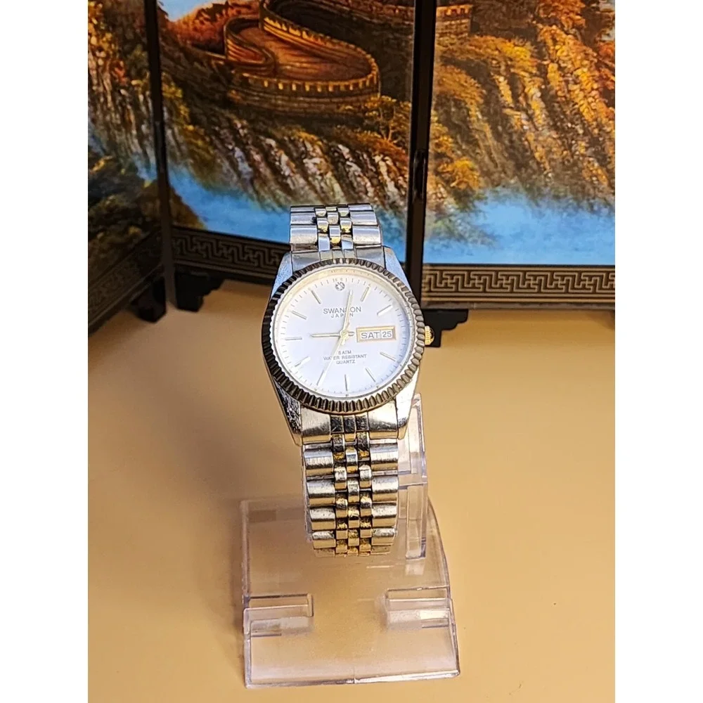 Vtg‎ SWANSON Miyota Women's Watch Two-Tone Day & Date  New Battery FREE $HIP!!